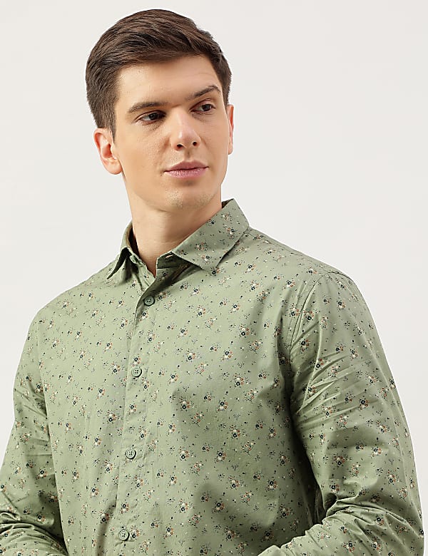 Cotton Rich Floral Printed Long Sleeves Shirt