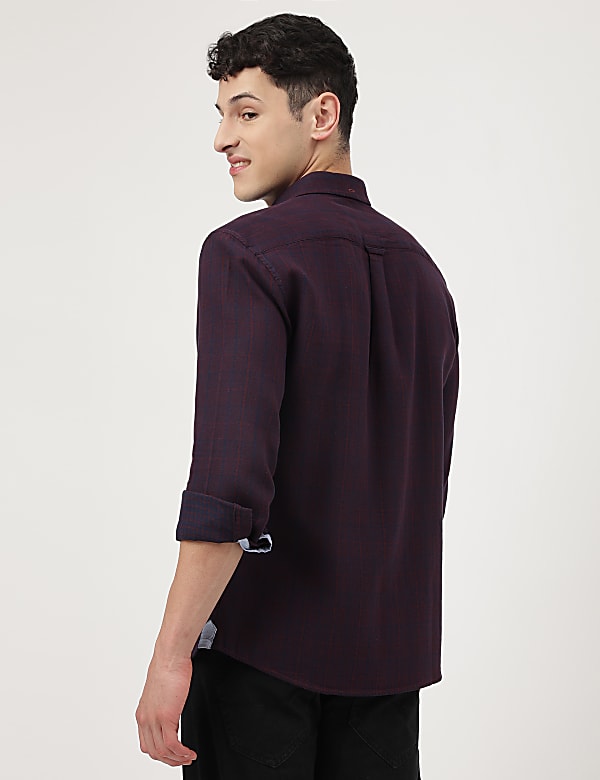 Pure Cotton Checks Button-down Collar Shirt