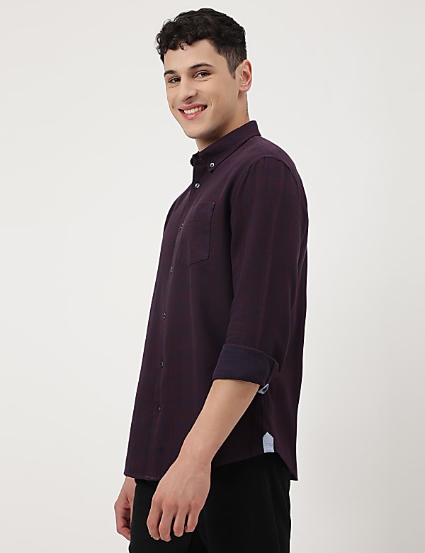 Pure Cotton Checks Button-down Collar Shirt