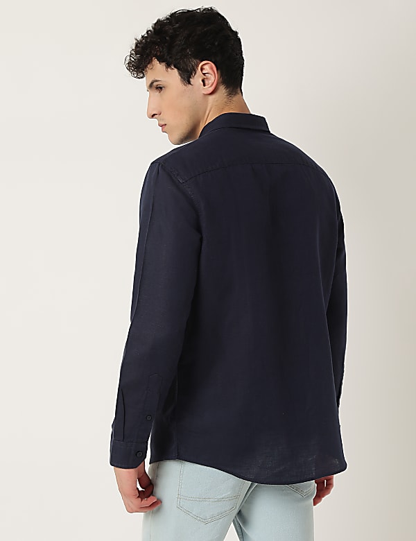Linen Mix Plain Classic Collar Shirt