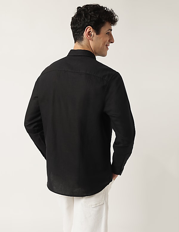 Linen Mix Plain Classic Collar Shirt