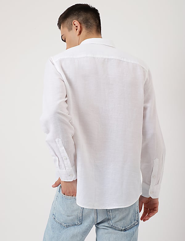 Linen Mix Plain Classic Collar Shirt