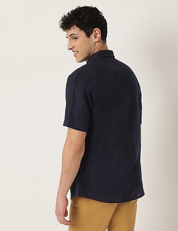 Linen Mix Plain Classic Collar Shirt