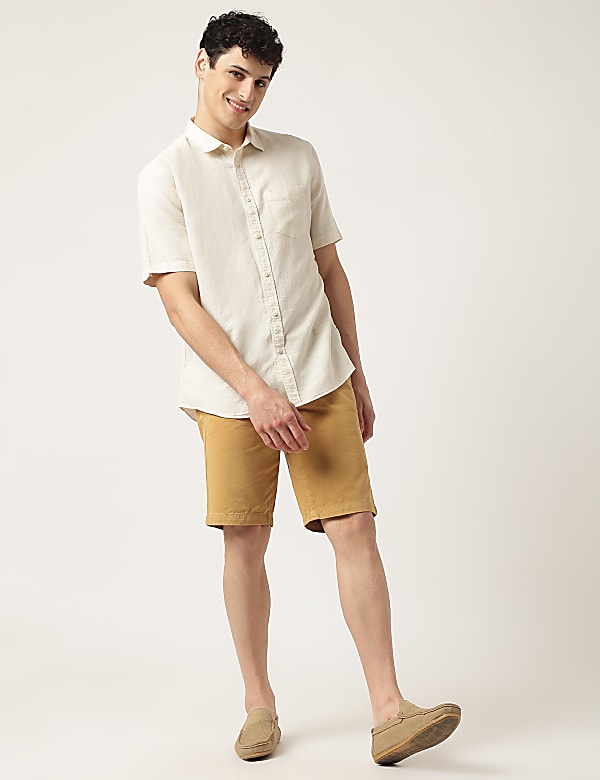 Linen Mix Plain Classic Collar Shirt