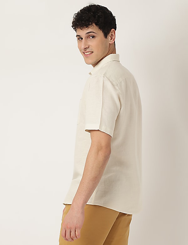 Linen Mix Plain Classic Collar Shirt