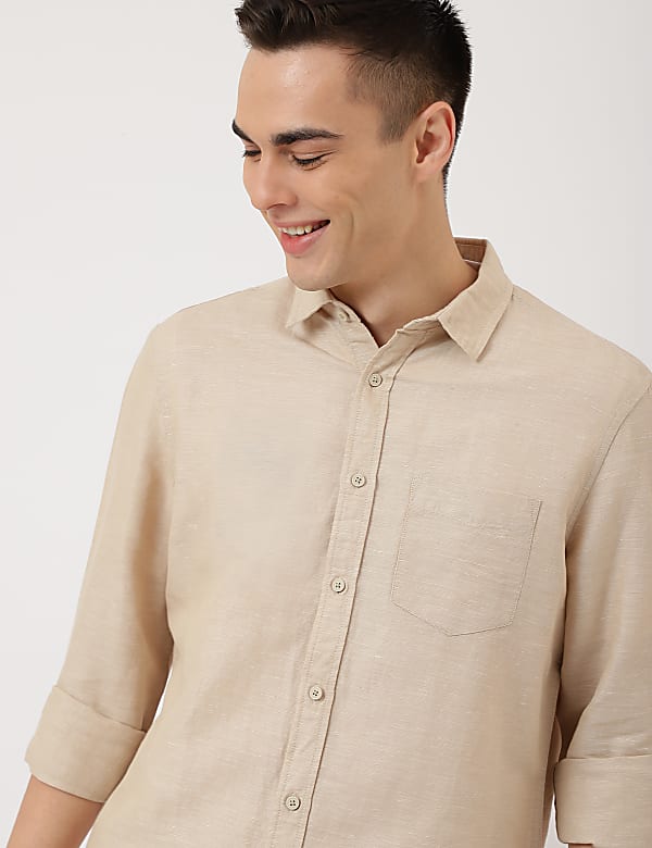 Cotton Mix Plain Classic Collar Shirt
