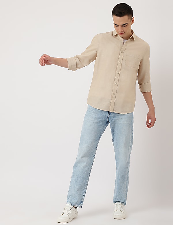 Cotton Mix Plain Classic Collar Shirt