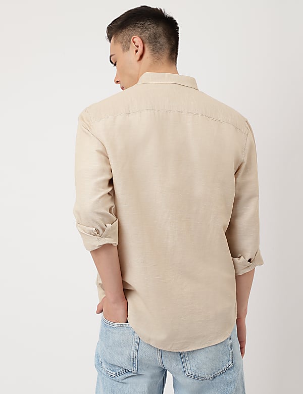 Cotton Mix Plain Classic Collar Shirt