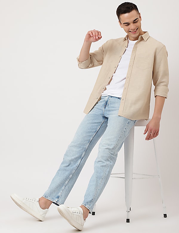 Cotton Mix Plain Classic Collar Shirt