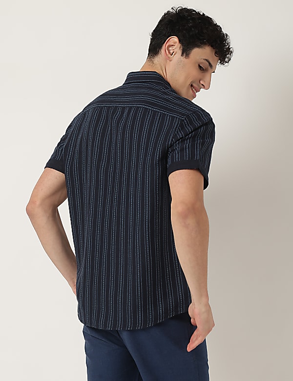 Cotton Mix Striped Classic Collar Shirt