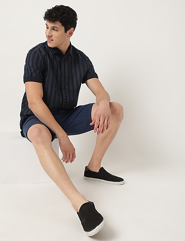 Cotton Mix Striped Classic Collar Shirt