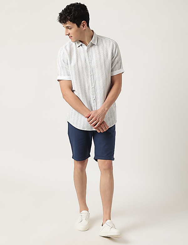 Cotton Mix Striped Classic Collar Shirt