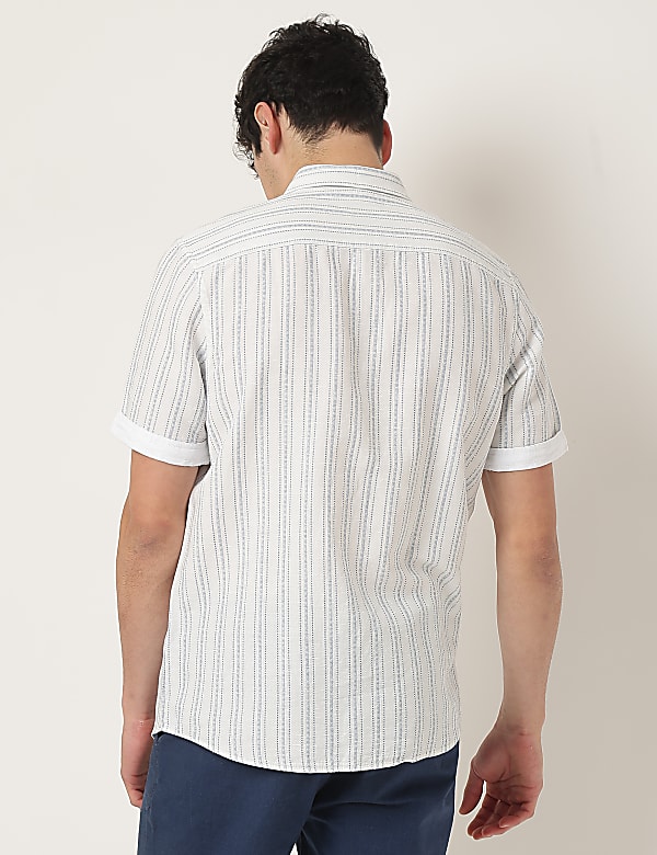Cotton Mix Striped Classic Collar Shirt