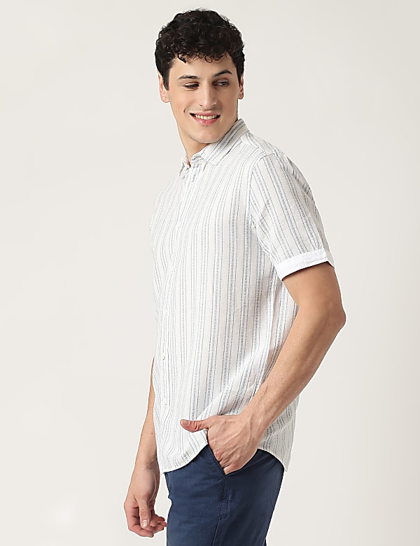Cotton Mix Striped Classic Collar Shirt
