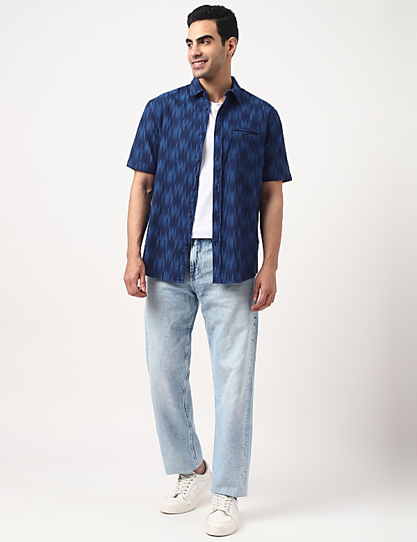 Pure Cotton Tie Dye Spread Collar Shirt
