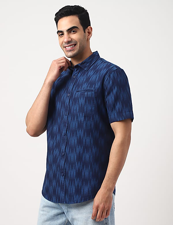 Pure Cotton Tie Dye Spread Collar Shirt