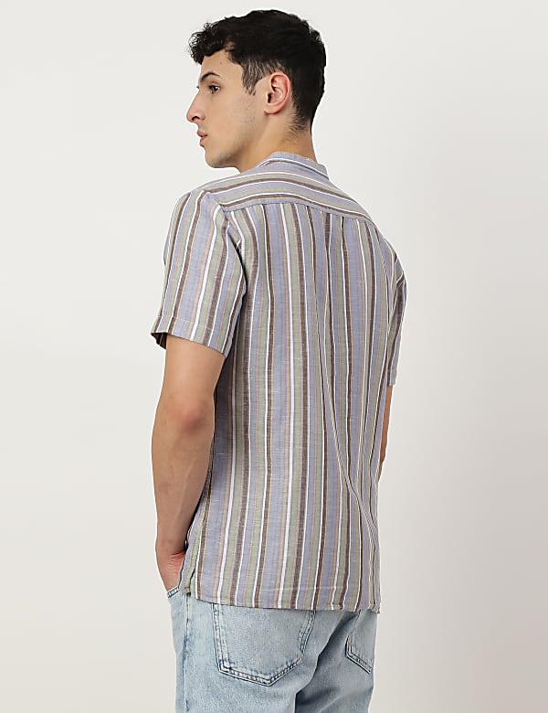 Linen Mix Mandarin Collar Short Kurta