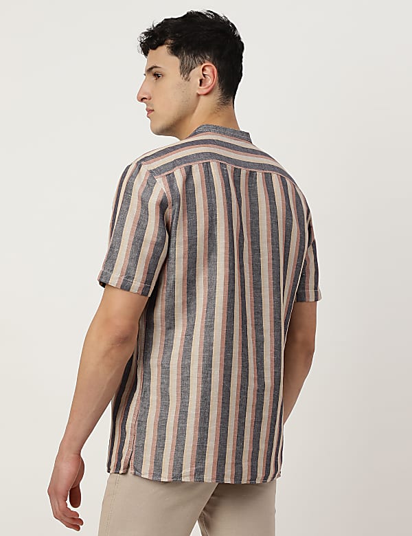 Linen Mix Mandarin Collar Short Kurta