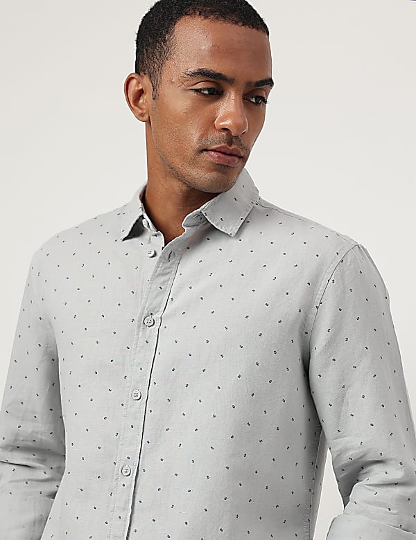 Linen Rich Regular Fit Printed Shirt