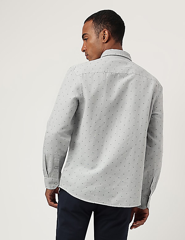 Linen Rich Regular Fit Printed Shirt
