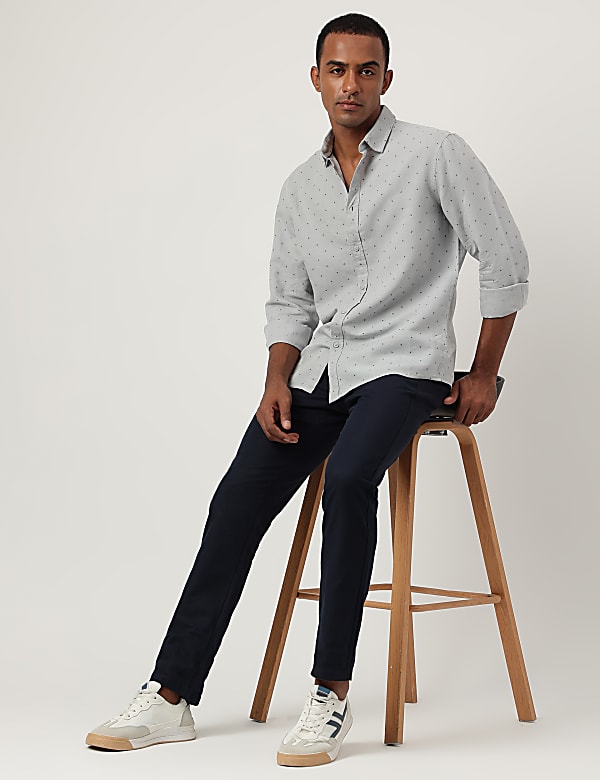 Linen Rich Regular Fit Printed Shirt