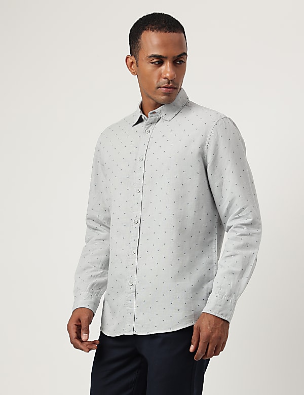 Linen Rich Regular Fit Printed Shirt