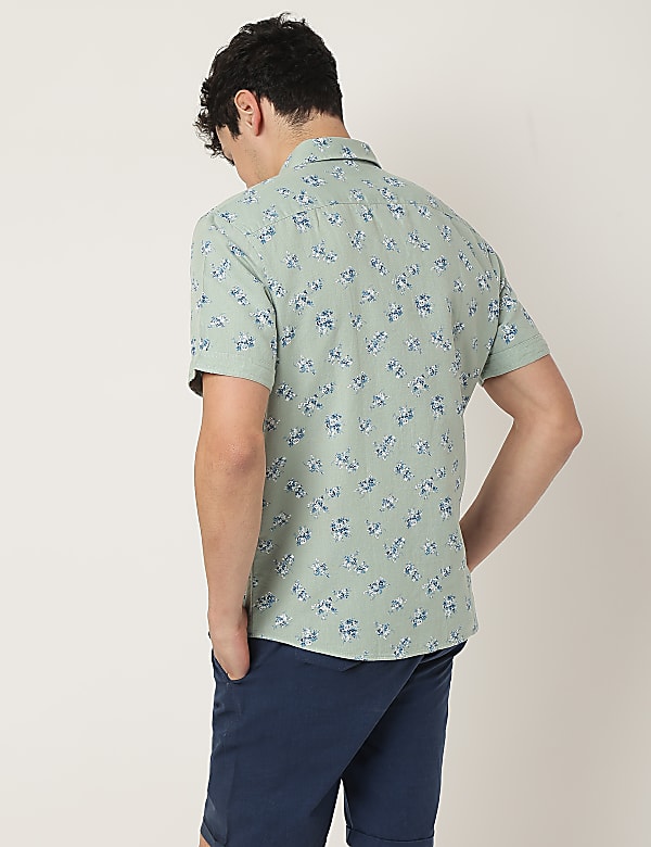 Linen Mix Floral Classic Collar Shirt