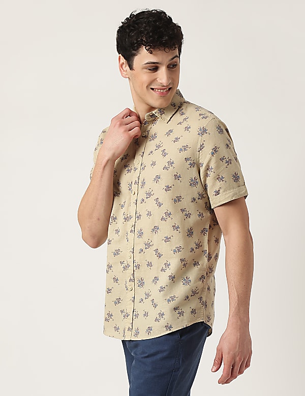 Linen Mix Floral Classic Collar Shirt