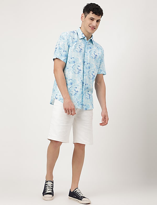 Linen Mix Tie & Dye Spread Collar Shirt