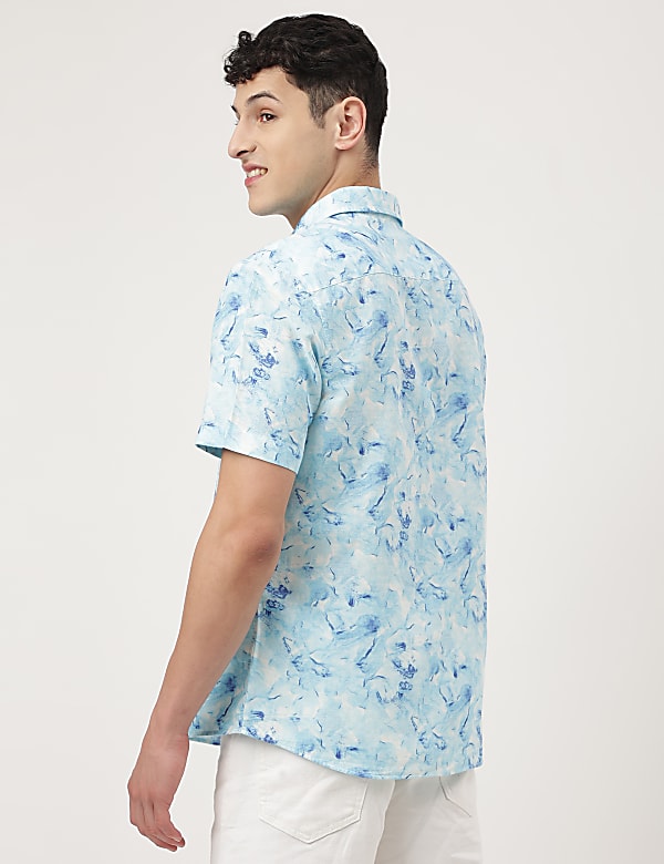 Linen Mix Tie & Dye Spread Collar Shirt