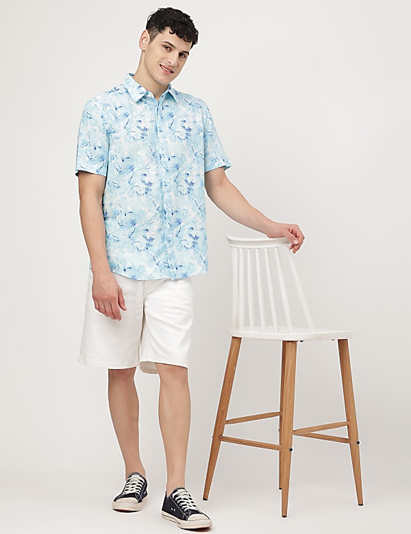 Linen Mix Tie & Dye Spread Collar Shirt