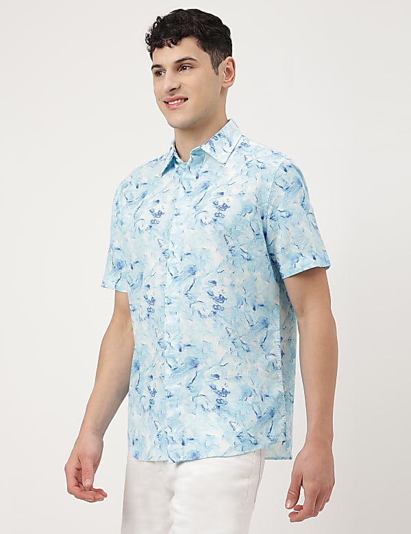 Linen Mix Tie & Dye Spread Collar Shirt