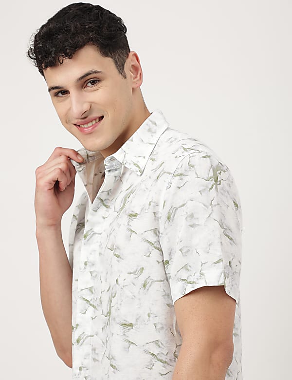 Linen Mix Tie & Dye Spread Collar Shirt