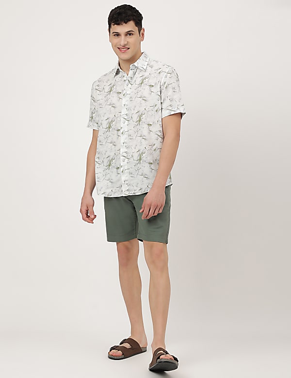 Linen Mix Tie & Dye Spread Collar Shirt