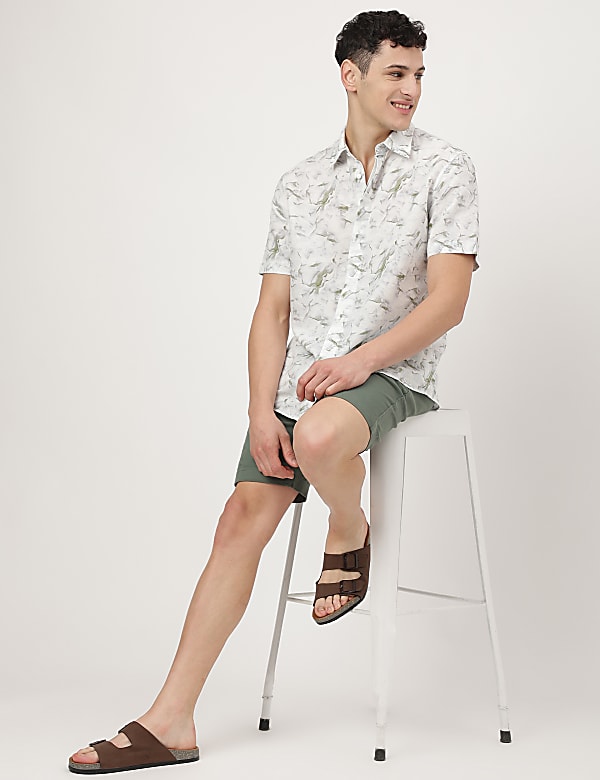 Linen Mix Tie & Dye Spread Collar Shirt