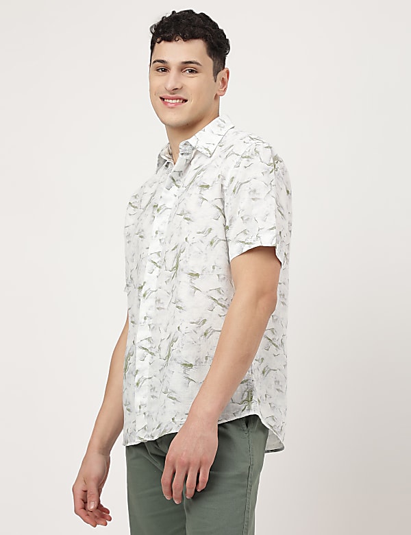 Linen Mix Tie & Dye Spread Collar Shirt