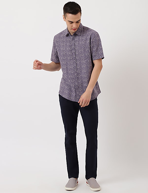 Linen Mix Printed Classic Collar Shirt