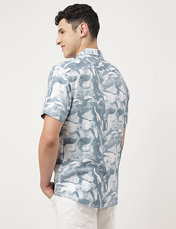 Pure Viscose Printed Spread Collar Shirt