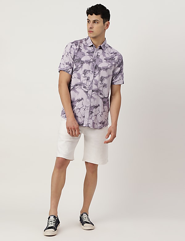 Pure Viscose Tie & Dye Spread Collar Shirt