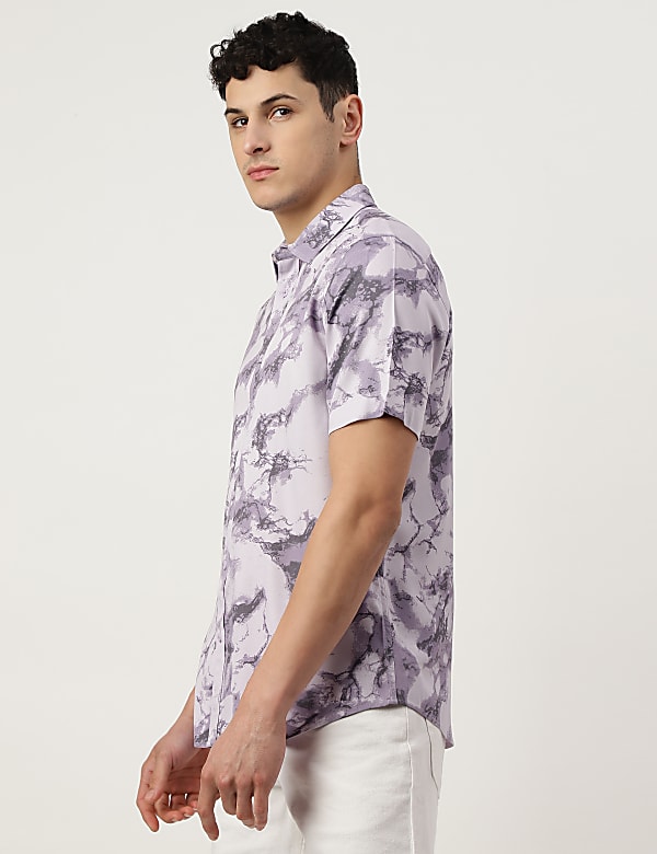 Pure Viscose Tie & Dye Spread Collar Shirt