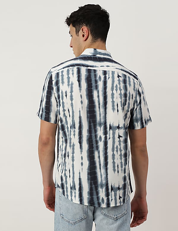 Pure Viscose Tie & Dye Spread Collar Shirt