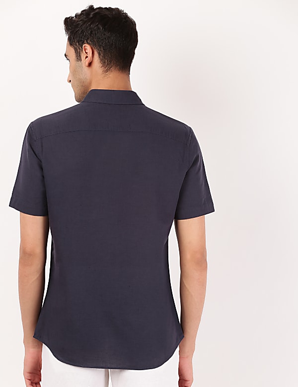 Linen Mix Classis Collar Solid Shirt