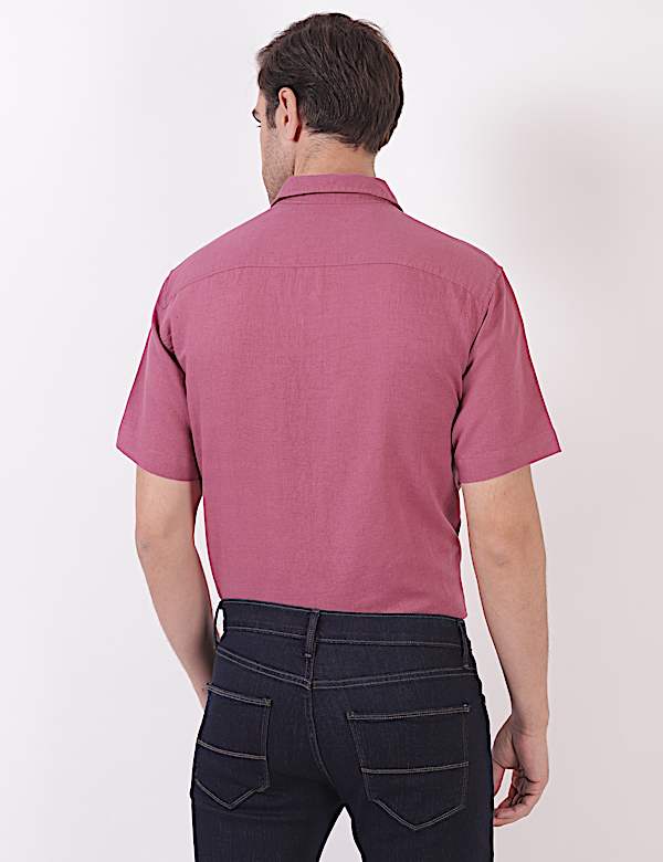 Linen Mix Plain Spread Collar Shirts