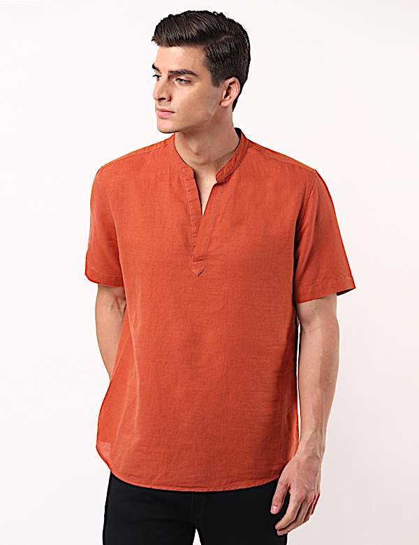 Half Placket Solid Shirt
