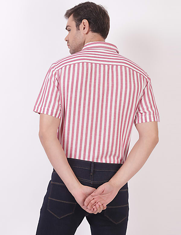 Linen Mix Stripes Spread Collar Shirts