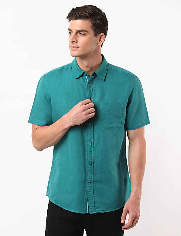 Linen Mix Classic Collar Solid Shirt
