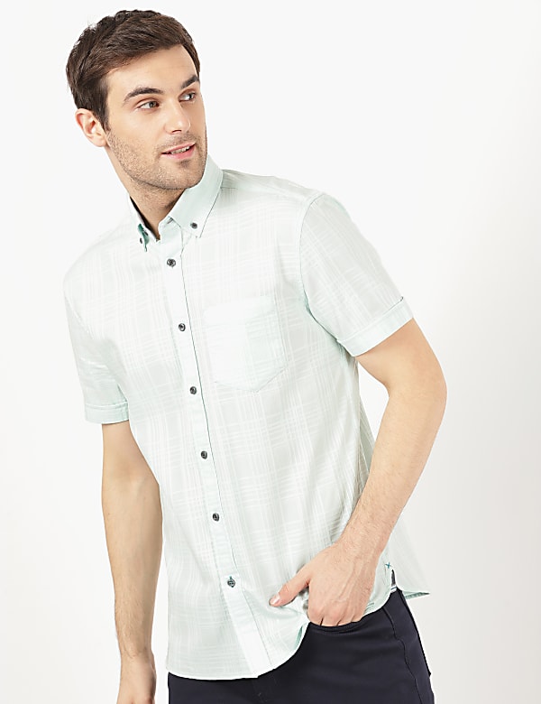 Short Sleeve Textured Dobby Shirt