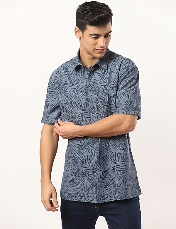 Textured Leaf Printed Shirt