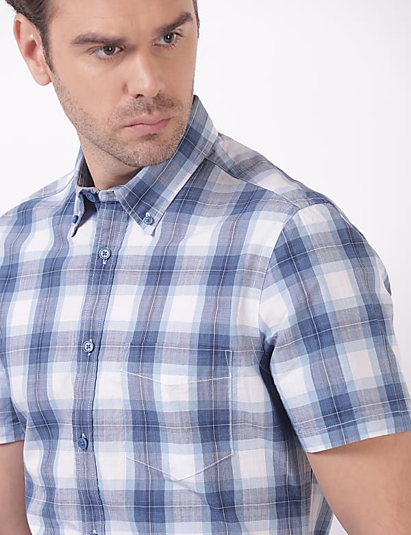 Cotton Checks Button Down Collar Shirts