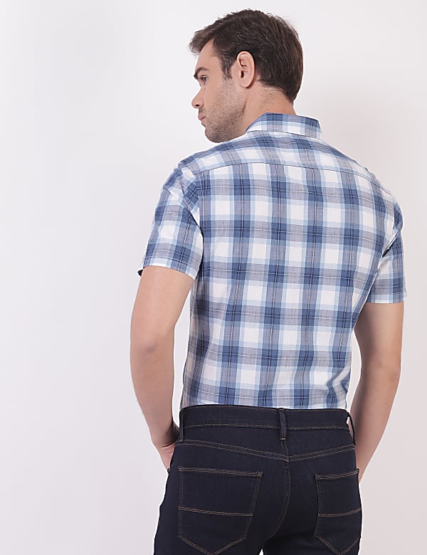 Cotton Checks Button Down Collar Shirts